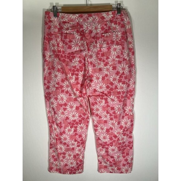 Vintage 90s Lilly Pulitzer pink white floral flying pigs cropped resort pants 12 - Picture 3 of 8